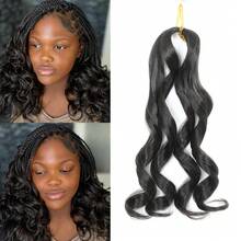 1 Pack Short French Curl Braiding Hair 12 Inch 50g/Pack Crochet Hair For Black Loose Wavy Pre Stretched Braiding Hair Synthetic Hair Extensions - Multicolor - View 17