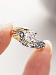 1pc Cubic Zirconia Embedded Charm Ring, Suitable For Women, Can Be Used As Wedding Or Valentine's Day Gift - Multicolor - View 7