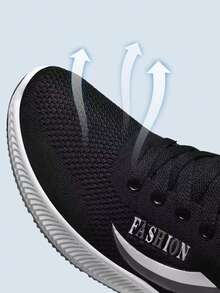 Zapatillas de tenis antideslizantes para hombre, ligeras y cómodas, diseño de choque de colores negro y rojo, estilo sencillo y a la moda, adecuadas para deportes, caminar, correr, fitness, fiesta, viaje y uso diario - Blanco y Negro - Ver 5