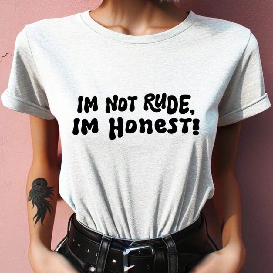 Camiseta <<No soy grosero, soy honesto», divertida camiseta universitaria de algodón grueso, camiseta informal para amantes del humor, regalo para, uso diario, regalo de cumpleaños.JPG220g WoM-en's 100% Cotton T-Shirt - Feminine and Comfortable FiT-Suitable for all people, whether woM-en or M-enhigh-quality durable fabric suitable for all seans,ft to the touch but built to lastBreathabletops woM.en fall outfiT.S for woM.en vaC.Ation outfiT.S woM.en halloween costume - Blanco - Ver 1