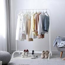 Metal Clothing Rack Garment Rack, Closet Rack Heavy Duty Hanging Racks Clothes With Top Rod And Storage Bottom Shelf, Clothes Rail Hanger Stand Hanging Coats, Skirts, Shirts 43.5 In - White - White - View 4