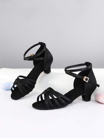 Children'S Latin Dance Shoes Girls Low-Heeled Indoor Dance Shoes Ballroom Salsa Cha Cha Practice Performance Dance Shoes Sandals