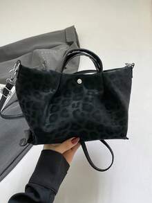 Large Capacity Commuter Dumpling Shaped Bag, Fashionable Personalized INS Leopard Print Shoulder/Underarm Bag - Multicolor - View 12