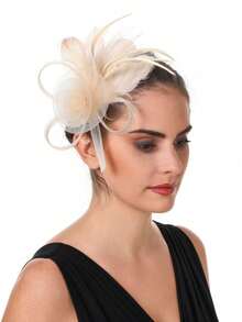 1 Pc Fascinator Hats Feather Flower Hair Clip Wedding Tea Party Kentucky Derby Headband For Girls And Women Fascinator Hat Halloween - 彩色 - 查看 5