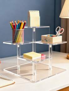 Office Desk Accessories For Organization And Storage Office Supplies. Light Luxury Transparent Acrylic Material Room Decor. Beauty Perfume Stand Organizer. It Can Storage Bluetooth Headphones, Makeup, Jewelry. Office Supplies For Women Desk - Multicolor - View 7