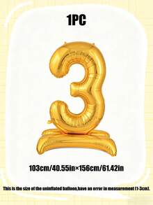 1pc 60-Inch Giant Standing Foil Number Balloon, Gold/Silver/Rainbow Color 0-9 Base Digit Balloons Suitable For Birthday Party, Anniversary, Event, Storefront Display, Family Gathering Decoration - Multicolor - View 28