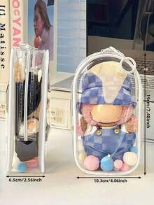 1个透明保护袋，带挂绳，防尘时尚怪兽收纳展示盒，防刮收藏盒，防水PVC整理盒，适用于娃娃、耳机线等，情人节/情人节礼物（不含娃娃） - 無色 - 查看 5