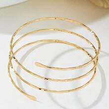 Women's Adjustable Arm Bracelet With Minimalist Wrap Design, Modern Accessory - 金色 - 查看 4