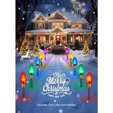 2 Pack Outdoor Christmas Decorations - Jumbo Xmas String Lights Or Pathway Markers - Large Multicolored Bulbs Hanging Lights Waterproof Lawn Decoration For Holiday Home Tree Roof Yard Garden With Durable Weather-Resistant Design And Energy-Efficient LED Lighting For Festive Seasonal Ambiance - 彩色 - 查看 5