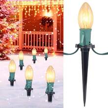 C9 Christmas Lights Outdoor 2 Packs Total 51.4 Ft 40 Bulbs Christmas Pathway Lights Waterproof Walkway Lights For Outside Driveway Sidewalk Outdoor Decorations Yard Clear - 暖白 - 查看 1