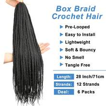 6包女神盒式辫钩编假发，超长合成盒式辫接发，女士适用 - 彩色 - 查看 5