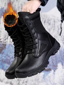 New High-Top Breathable Warm Lining Men's Outdoor Work Boots, Trainning Boots, Suitable For All Seasons, - Black - View 9