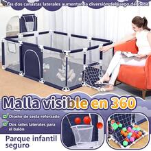 Corral Para Bebé Corral De Juegos Bebés, Corral Plegable Bebe Con Una Alfombra De Juegos, Con Aro De Baloncesto, Porteria De Soccer Y 20 Bolas Oceánicas Apto Para Uso En Interiores Y Exteriores Por Niños De 0 A 6 Años - azul real - Ver 6