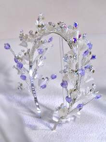 1件优雅紫色水晶新娘头饰发箍，适合婚礼、派对、摄影、情人节，女士礼物