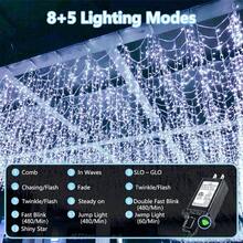 240 LED 88 pies Luces de cadena conectables para interiores y exteriores, luces blancas cálidas con efecto de parpadeo, con temporizador, para dormitorio, aula, boda, árbol, patio y decoración - Blanco frío + 300 LED - Ver 3
