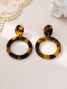 1 Pair Fashionable & Elegant Leopard Heart Earrings, Gift For Women Suitable For Daily Wear, Dating Or Gifting On Valentine's Day Valentines,Mom,Mother,Mother's Day,Gift