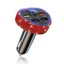1pc Bling Bling Rhinestone Studded Car Charger, Fast Charging, USB A/C Car Phone Charger, Heart-Shaped LED Display Rhinestone Car Charger Adapter, Fast Charging, Supports Phones, Dashcams, GPS Etc., Handmade, Ideal Gift For Men And Women On Holidays/Birthdays - Multicolor - View 29
