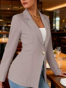 Single-Button Blazer, Versatile Enough To Switch Between Work And Casual Styles. Slim-Fitting, Waist-Cinching, Three-Dimensional Cut. A  And Eye-Catching Piece For Both Everyday Wear And Work. - Grey - View 4