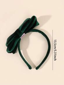 1 szt. Ciemnozielona opaska na głowę z kokardą dla dziewcząt w jednolitym kolorze aksamitna opaska na włosy z kokardą Elegancka bordowa kokarda na głowę Jesienno-zimowa kokarda Akcesoria do włosów dla nastolatków