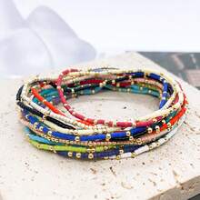 Pulseira de Contas Multicamadas Estilo Boêmio, Pulseira Trançada Feita à Mão para Mulheres