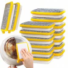 10片装，厨房洗碗海绵，不伤锅刷，家用双面清洁海绵，百洁布，厨房擦洗海绵，清洁用品，清洁工具，圣诞用品 - 彩色 - 查看 2