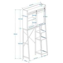 Over The Toilet Storage Cabinet, Bathroom Shelves Over Toilet With Sliding Barn Door,Adjustable Shelves And Side Storage Rack-White