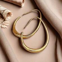 1pair Simple U-Shaped Hoop Earrings For Women - Vàng - Xem 4