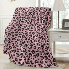 GEL HUT MUN 1pc Pink Leopard Print Blanket, Christmas Decoration Blanket, Gift For Friends, Christmas Gift - Baby Pink - View 6