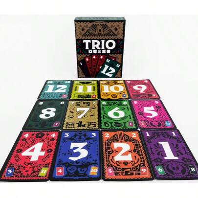 TRIO 36 配对卡牌游戏 - 怀旧家庭桌游，适合家庭和成人，豪华版，包含纸板、36 张卡牌，家庭游戏之夜 | 复古游戏 | 桌游，卡牌游戏