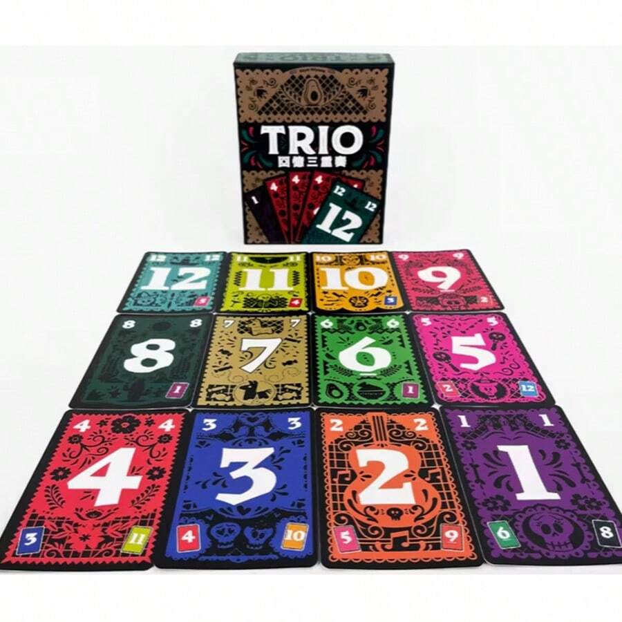 TRIO 36 配对卡牌游戏 - 怀旧家庭桌游，适合家庭和成人，豪华版，包含纸板、36 张卡牌，家庭游戏之夜 | 复古游戏 | 桌游，卡牌游戏 - 紅色 - 查看 1