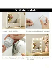 Juego de 10 espejos de maquillaje con luz, bombillas LED de maquillaje ajustables en tres colores, espejo de maquillaje de escritorio con iluminación USB, enchufe USB, para iluminación de maquillaje diaria - 10 piezas - Ver 10
