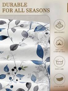 1件浅蓝色花叶图案床笠，床垫保护套，情人节爱心图案，柔软透气，适用于单人床、双人床、大号床、特大号床，深口袋设计，家纺产品，适合宿舍床上用品 - 淺藍色 - 查看 6
