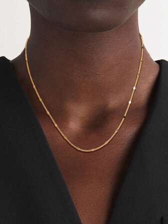 1 pieza Collar de cadena sólida minimalista de plata de ley 925, collar gargantilla delicado y de moda para superposición, joya versátil como regalo para mujeres, novias, madres, amigas, parejas, uso diario