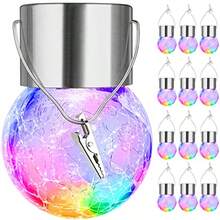 12-Pack Hanging Solar Lights Drative Cracked Glass Ball Light Multicolor Solar Powered Waterproof Globe Lighting For Garden Tree Outdoor Landscape Dration Ambient Evening Lighting Energy-Efficient -Friendly Illumination Easy Installation Weather-Resistant Design For Year-Round Use - Multicolor - View 1