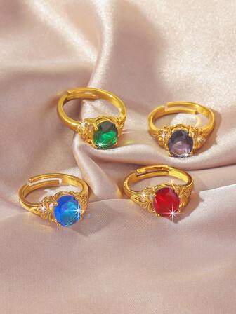 1 pieza Anillo de cobre chapado en oro de 24K con flor de mariposa minimalista y versátil, adecuado como regalo de joyería diaria para mujeres (4 opciones de color)