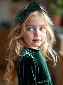 1 szt. Ciemnozielona opaska na głowę z kokardą dla dziewcząt w jednolitym kolorze aksamitna opaska na włosy z kokardą Elegancka bordowa kokarda na głowę Jesienno-zimowa kokarda Akcesoria do włosów dla nastolatków