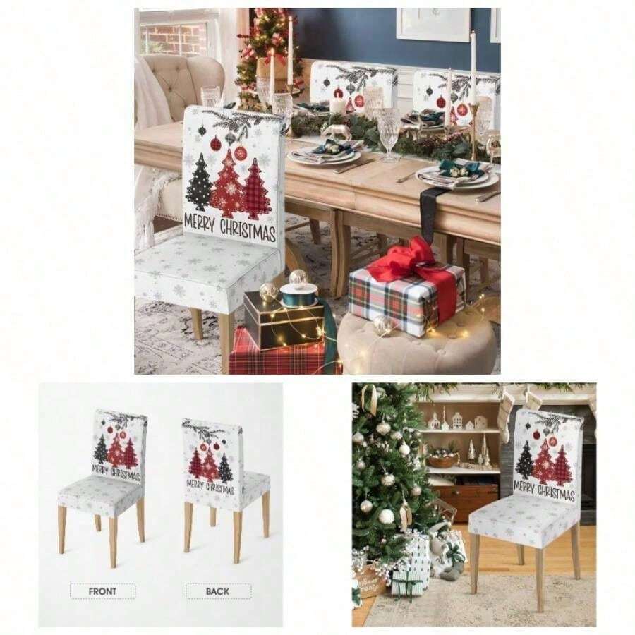 Kitchen Chair Covers - White and Red + 6 - View 1