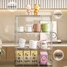 Acrylic Display Cabinet With Magnetic Door - Dust-Proof Stackable Kitchen Storage Organizer For Cups, Teapots And Coffee Accessories, See-Through Design, Easy Visibility, Suitable For Home Or Office Use, Kitchen Storage Cabinet, Fashionable Modern Appearance, Durable Plastic Structure, Cabinet Organizer And Storage, Cabinet Storage Organizer, Cabinet Storage Kitchen, Cabinet Organizer, Storage Box, Kitchen Organizer And Storage - Multicolor - View 10