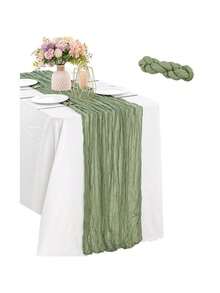 Camino de mesa de gasa navideño de 10 pies, 5 paquetes de 35x120 pulgadas, camino de mesa de gasa para recepción de bodas, fiesta de cumpleaños bohemia, decoración de mesa rústica y romántica para bodas - Multicolor - Ver 34