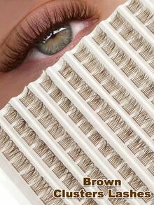 Rikuaild 120pcs D-Curl Brown Cluster False Eyelashes, Dense Yet Lightweight, Soft And Fluffy, Creates Natural Or Dramatic Makeup Look, Essential Beauty Tool - D - View 2