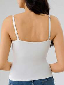 3pcs Women Solid Color Ribbed Camisole With Padded Bust, Casual Sexy Cropped Tank Top - Multicolor - View 3