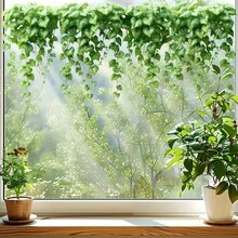 1片春绿树叶窗户静电贴膜玻璃墙贴浴室家居贴纸客厅卧室儿童房墙贴门墙贴电视沙发背景墙装饰 - 彩色 - 查看 7