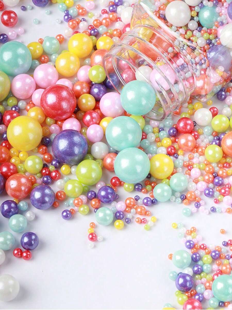 3盎司/85克蛋糕装饰珍珠珠，适用于烘焙蛋糕、冰淇淋装饰、婚礼派对用品，彩色圆形珍珠珠 - 多彩混色 - 查看 1
