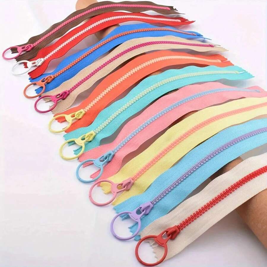 (10 piezas) Bolsa de bolígrafo de color pequeña con cremallera y bolsillo de mano 3# Cremallera de resina con cierre de cola auto-bloqueante y contraste de color - naranja (10 unidades) - Ver 1