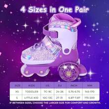 Nattork - Patines de ruedas para niños pequeños, 4 tamaños ajustables de tres ruedas para niñas de 3 a 7 años con divertidas ruedas iluminadas y protección de , regalo de cumpleaños para(Sueño púrpura X-Small(7C-9C)) - Multicolor - Ver 6