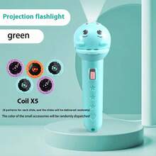 3岁以上儿童适用40/80图案塑料投影手电筒，可爱随机图案投影灯，适合家庭使用，3-10岁男孩女孩玩具及礼物（粉色、绿色、黄色），学习用品，儿童玩具，礼品，含电池，小心小零件