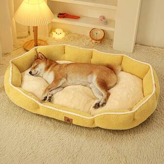 1个毛绒宠物床，适用于猫狗，秋冬季保暖隔热，底部防滑防潮，适合小型/中型/大型宠物，可手洗/机洗