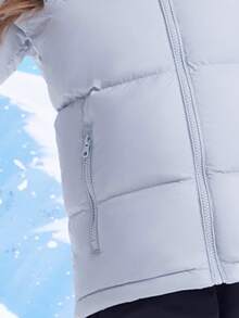 CAMEL CROWN Áo khoác lông vũ ngoài trời cho bé gái tuổi teen, áo khoác mùa đông ấm áp có mũ trùm đầu lót lông vũ mới cho bé gái, áo khoác ngoài lông vũ mềm mại. - Tương Phi Xanh - Xem 2