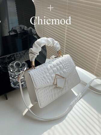 时尚纯色褶皱手提包，云朵包，褶皱包，鳄鱼纹，大容量，时尚女士手提包，适合购物、钱包、逛街、年轻女性、大学生、新手、白领。非常适合办公室、大学、工作、商务、通勤、户外活动、旅行和郊游