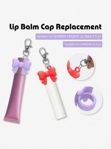 1个蝴蝶结唇彩钥匙扣，唇膏钥匙扣套，便携式唇彩收纳盒，唇膏收纳盒，唇彩钥匙扣，旅行配件，唇膏钥匙扣套，多功能配件，唇彩钥匙扣套，便携设计，易于挂在钥匙上，女士配件，情人节礼物 - 彩色 - 查看 4